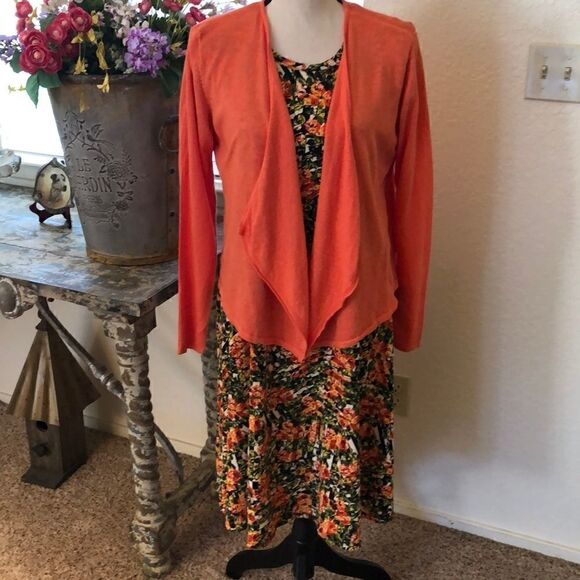 LuLaRoe orange and green Carly dress - Picture 2 of 7